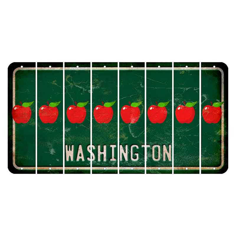 Washington Green Cut License Plate Strips (Set of 8) Apple