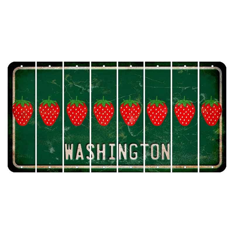 Washington Green Cut License Plate Strips (Set of 8) Strawberry