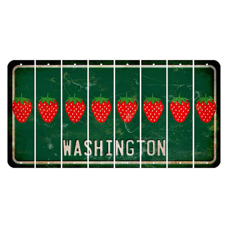 Washington Green Cut License Plate Strips (Set of 8) Strawberry