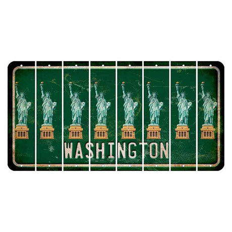 Washington Green Cut License Plate Strips (Set of 8) Statue of Liberty