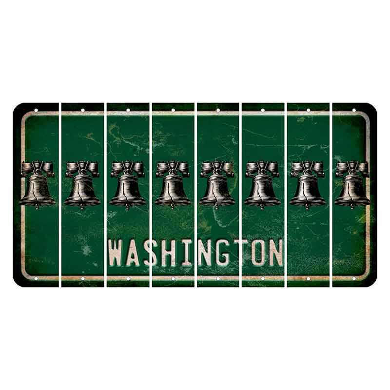 Washington Green Cut License Plate Strips (Set of 8) Liberty Bell