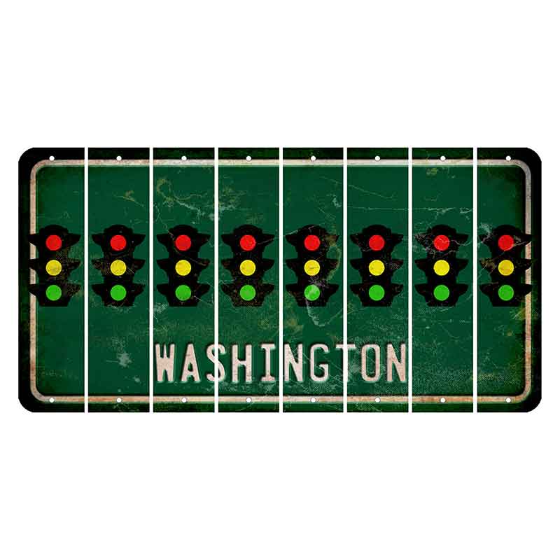 Washington Green Cut License Plate Strips (Set of 8) Traffic Light