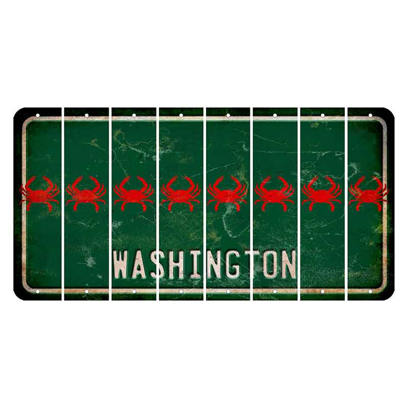 Washington Green Cut License Plate Strips (Set of 8) Crab