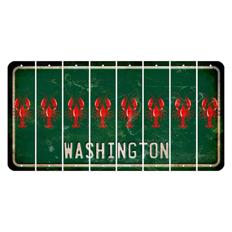 Washington Green Cut License Plate Strips (Set of 8) Lobster