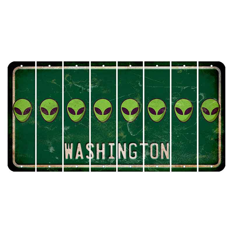 Washington Green Cut License Plate Strips (Set of 8) Alien