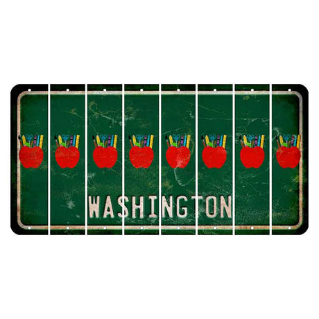 Washington Green Cut License Plate Strips (Set of 8) Teacher Apple