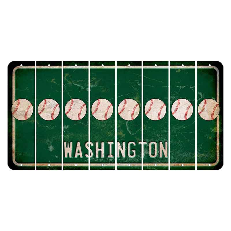 Washington Green Cut License Plate Strips (Set of 8) Baseball