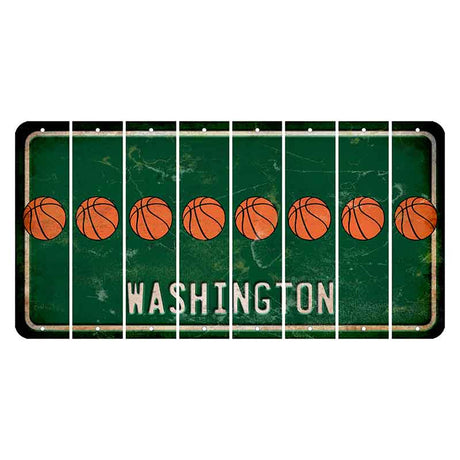 Washington Green Cut License Plate Strips (Set of 8) Basketball