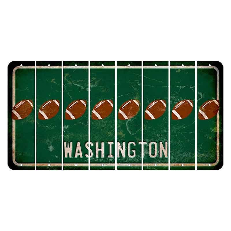 Washington Green Cut License Plate Strips (Set of 8) Football