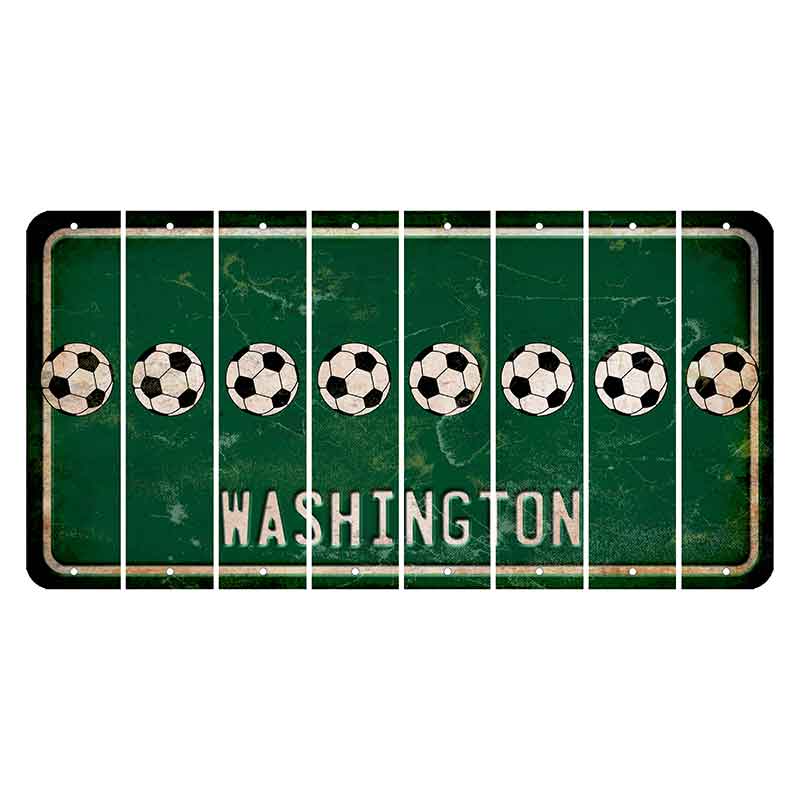 Washington Green Cut License Plate Strips (Set of 8) Soccerball