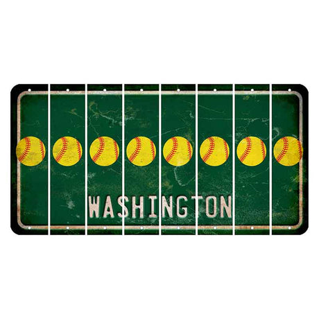 Washington Green Cut License Plate Strips (Set of 8) Softball