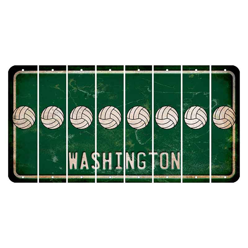 Washington Green Cut License Plate Strips (Set of 8) Volleyball