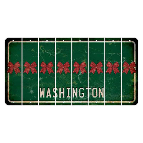 Washington Green Cut License Plate Strips (Set of 8) Cheer Bow