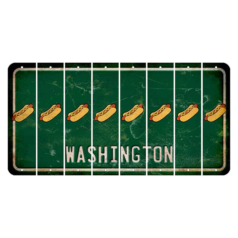 Washington Green Cut License Plate Strips (Set of 8) Hotdog