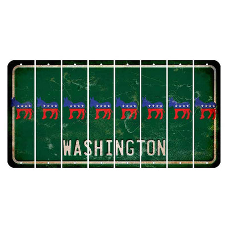 Washington Green Cut License Plate Strips (Set of 8) Democrat