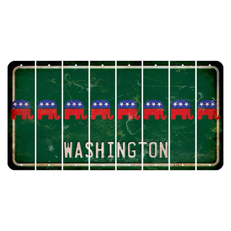 Washington Green Cut License Plate Strips (Set of 8) Republican