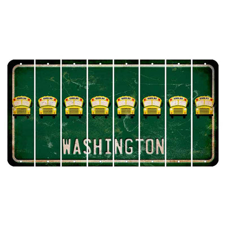 Washington Green Cut License Plate Strips (Set of 8) School Bus