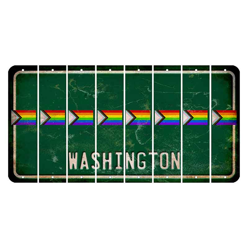 Washington Green Cut License Plate Strips (Set of 8) LGBTQ Flag