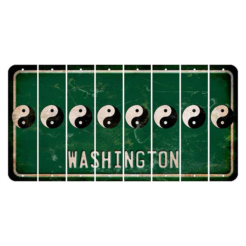 Washington Green Cut License Plate Strips (Set of 8) Yin Yang