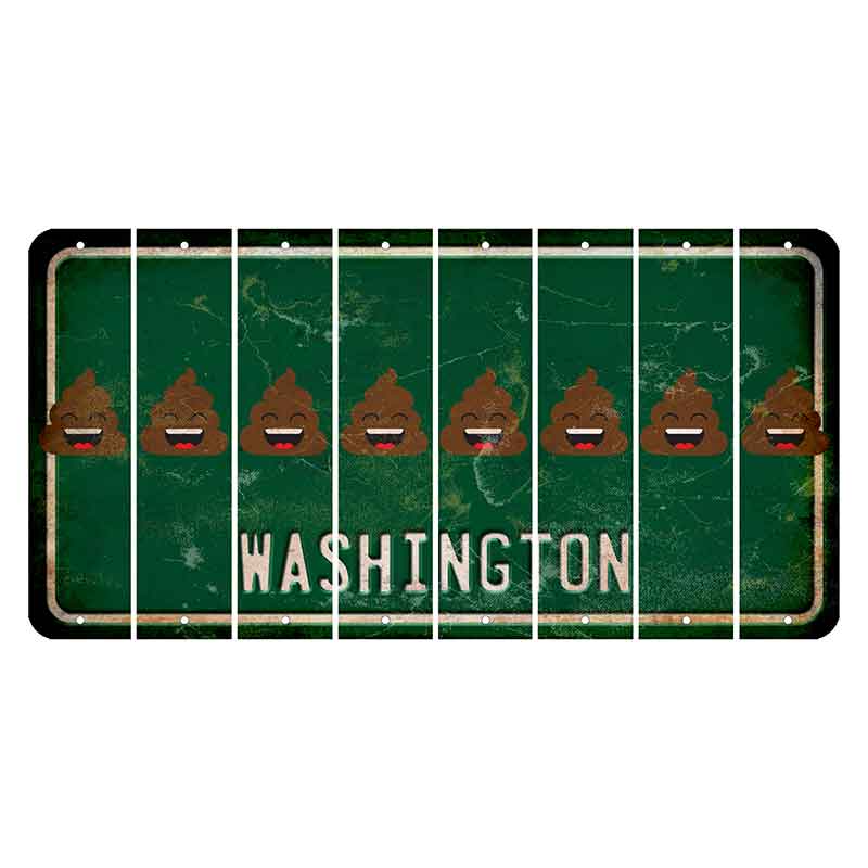 Washington Green Cut License Plate Strips (Set of 8) Emoji - Poop