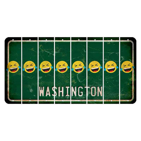 Washington Green Cut License Plate Strips (Set of 8) Emoji - Laughing