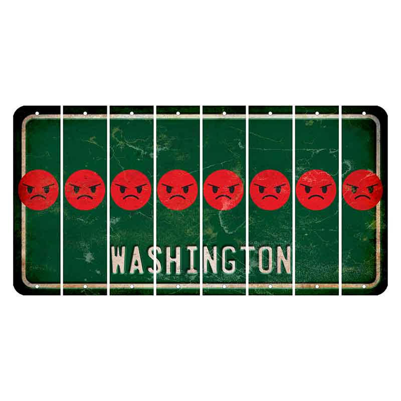 Washington Green Cut License Plate Strips (Set of 8) Emoji - Angry