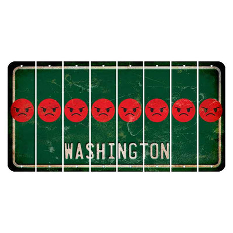 Washington Green Cut License Plate Strips (Set of 8) Emoji - Angry