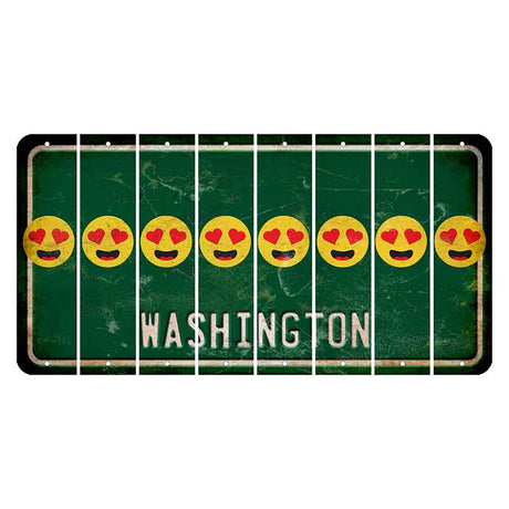 Washington Green Cut License Plate Strips (Set of 8) Emoji - Heart Eyes