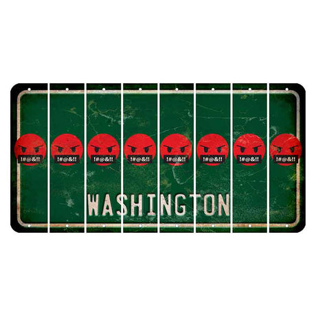 Washington Green Cut License Plate Strips (Set of 8) Emoji - Pissed