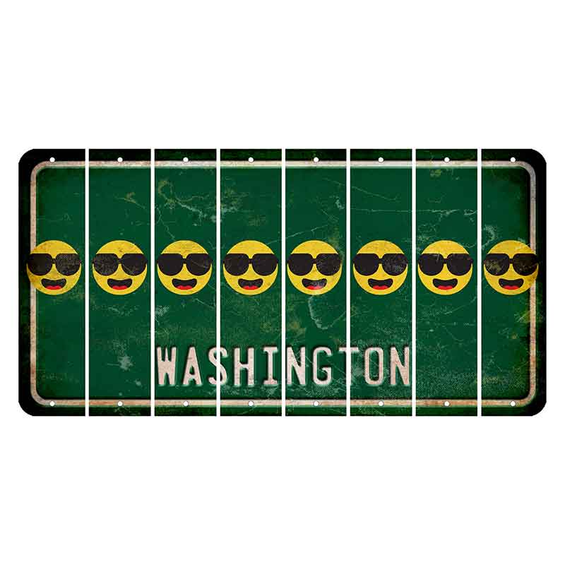 Washington Green Cut License Plate Strips (Set of 8) Emoji - Shades