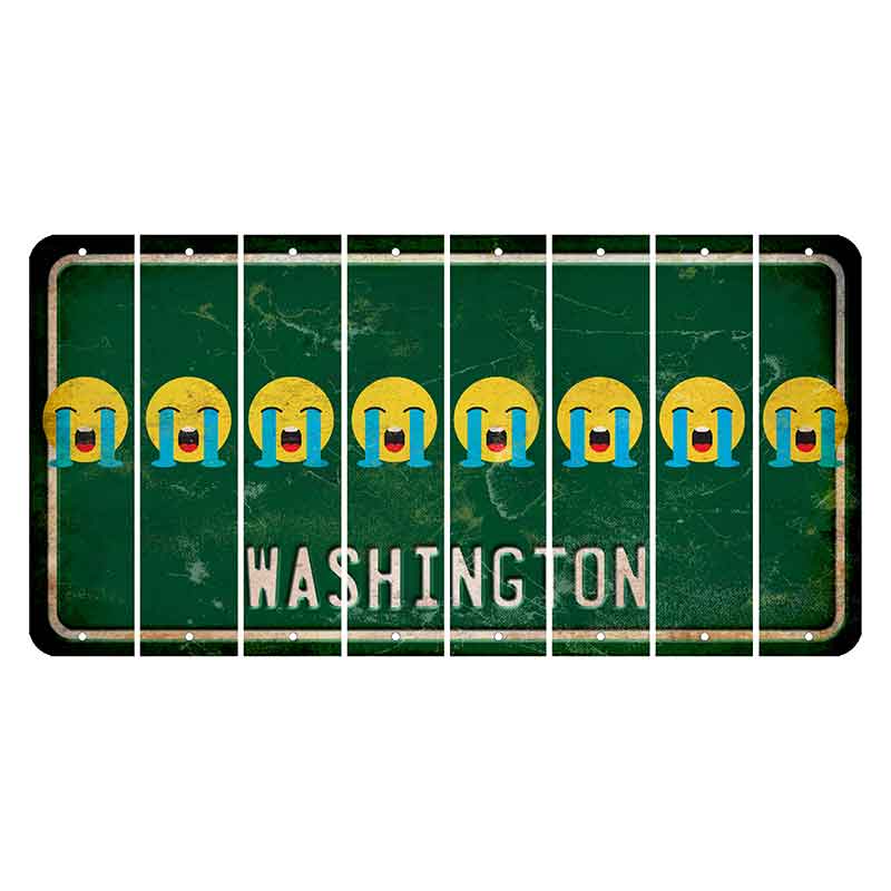 Washington Green Cut License Plate Strips (Set of 8) Emoji - Crying