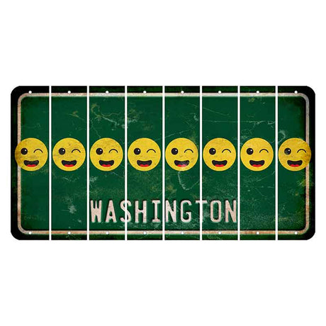 Washington Green Cut License Plate Strips (Set of 8) Emoji - Winking