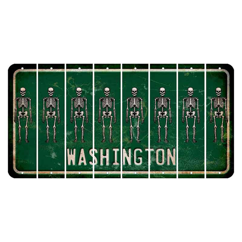 Washington Green Cut License Plate Strips (Set of 8) Skeleton