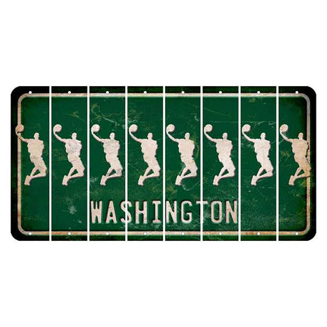 Washington Green Cut License Plate Strips (Set of 8) Basketball Player