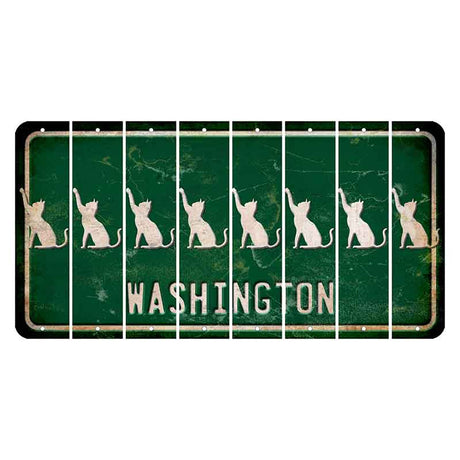 Washington Green Cut License Plate Strips (Set of 8) Cat