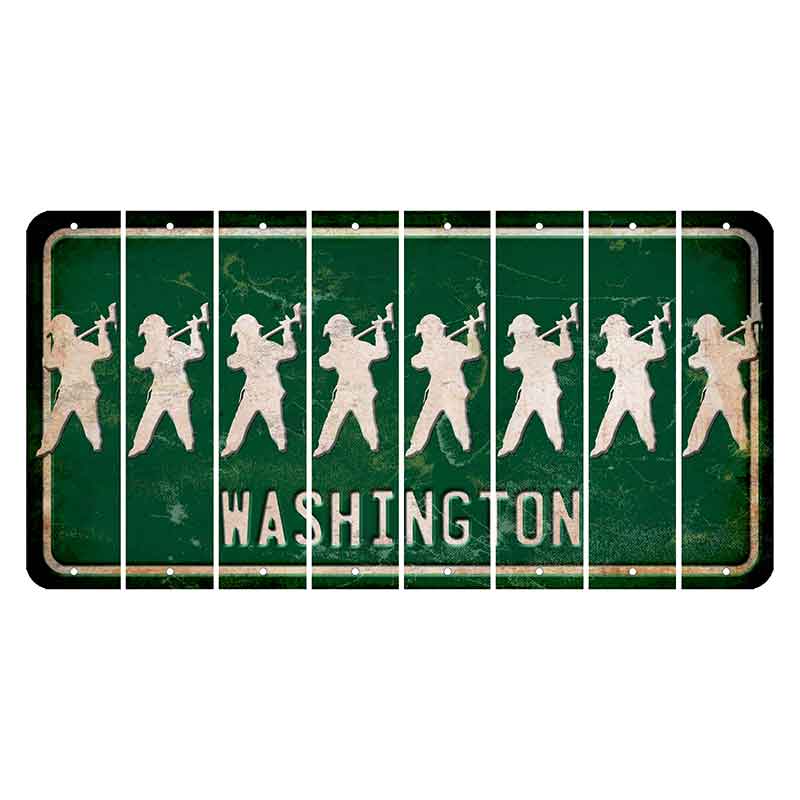 Washington Green Cut License Plate Strips (Set of 8) Fireman with Axe