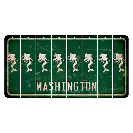 Washington Green Cut License Plate Strips (Set of 8) Mermaid