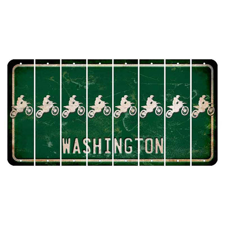 Washington Green Cut License Plate Strips (Set of 8) Dirtbike Rider