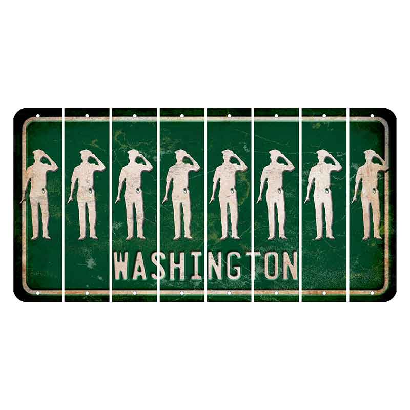 Washington Green Cut License Plate Strips (Set of 8) Police Officer