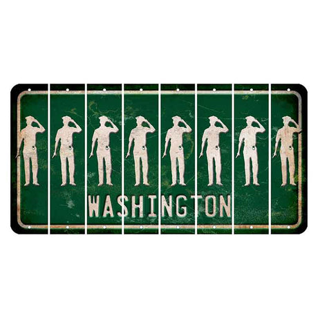 Washington Green Cut License Plate Strips (Set of 8) Police Officer