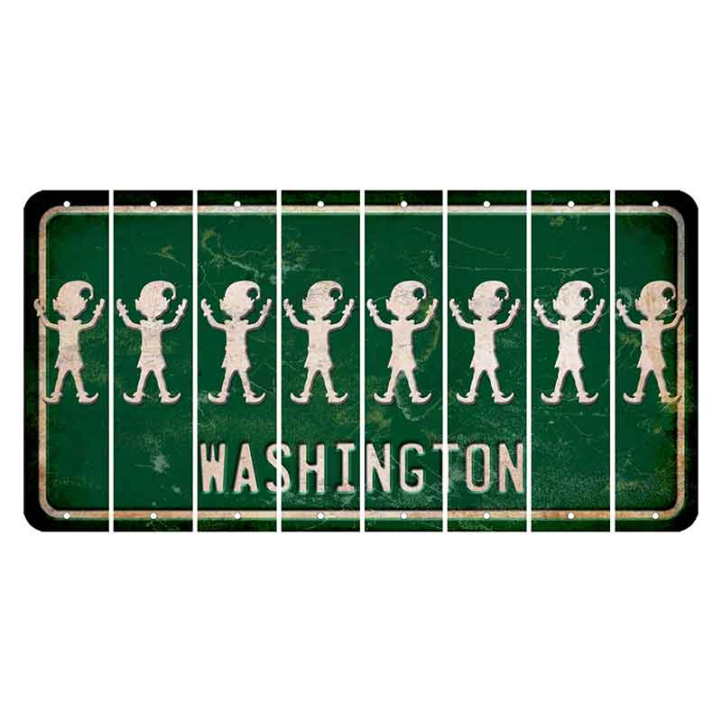 Washington Green Cut License Plate Strips (Set of 8) Elf