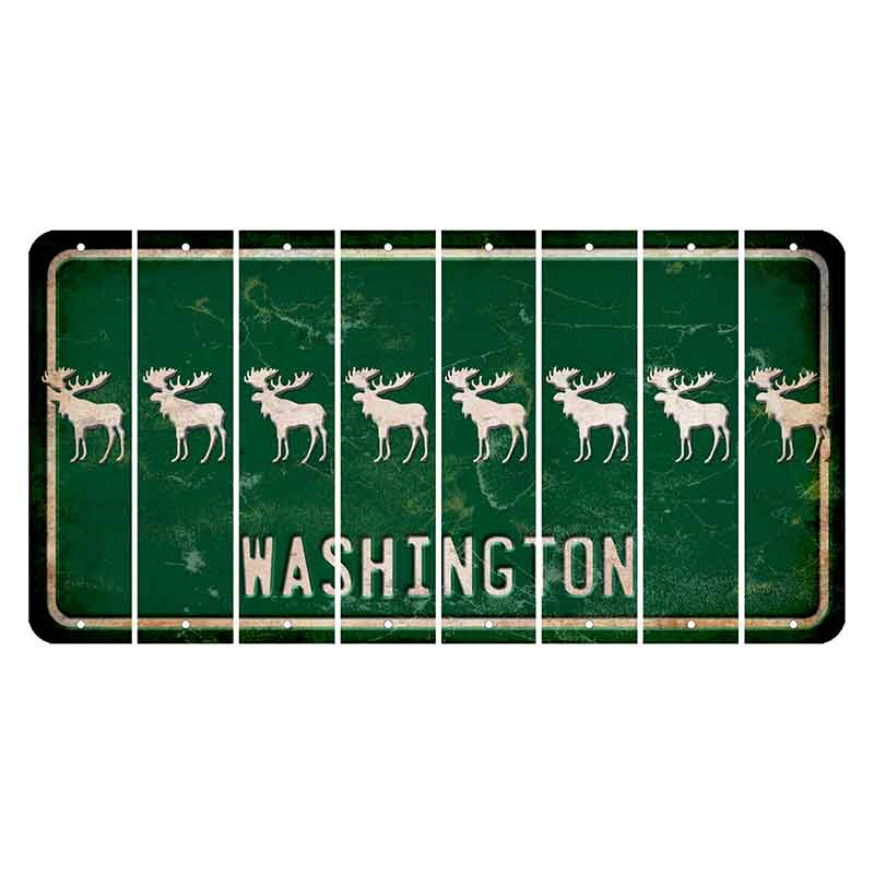 Washington Green Cut License Plate Strips (Set of 8) Moose