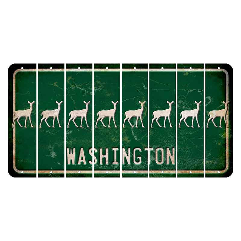 Washington Green Cut License Plate Strips (Set of 8) Doe