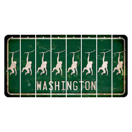 Washington Green Cut License Plate Strips (Set of 8) Monkey