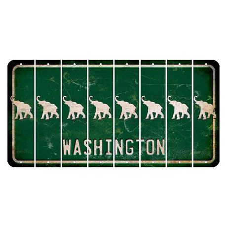 Washington Green Cut License Plate Strips (Set of 8) Elephant