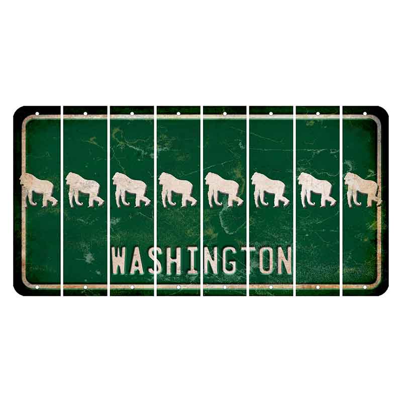 Washington Green Cut License Plate Strips (Set of 8) Gorilla