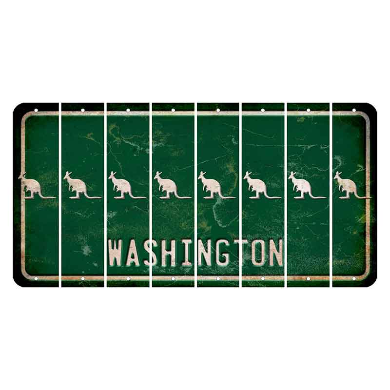 Washington Green Cut License Plate Strips (Set of 8) Kangaroo