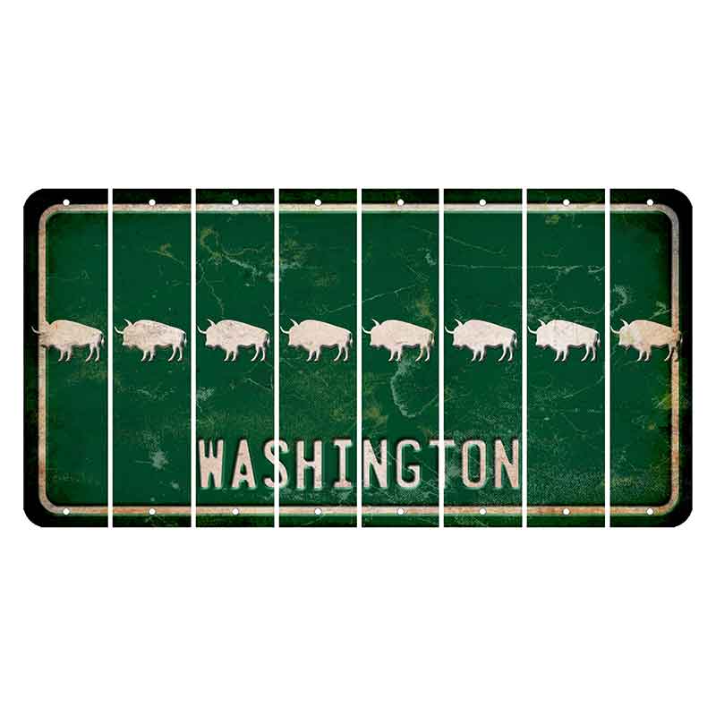 Washington Green Cut License Plate Strips (Set of 8) Buffalo