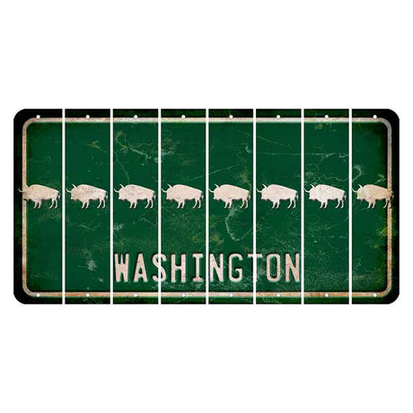 Washington Green Cut License Plate Strips (Set of 8) Buffalo