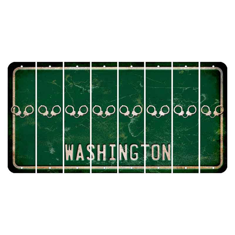 Washington Green Cut License Plate Strips (Set of 8) Handcuffs